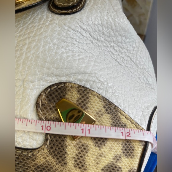 D&G DOLCE & GABBANA Lizardskin And White Leather Handbag With Gold Tone Hardware - Picture 15 of 16